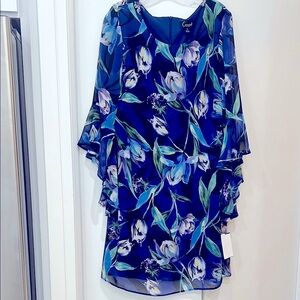 Your Summer Dress!
 Blue and Purple 3/4 Bell Sleeve Dress